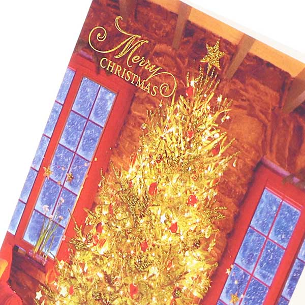 メッセージカード　クリスマス(窓辺のツリー)