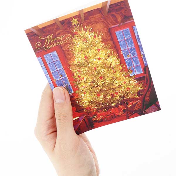 メッセージカード　クリスマス(窓辺のツリー)