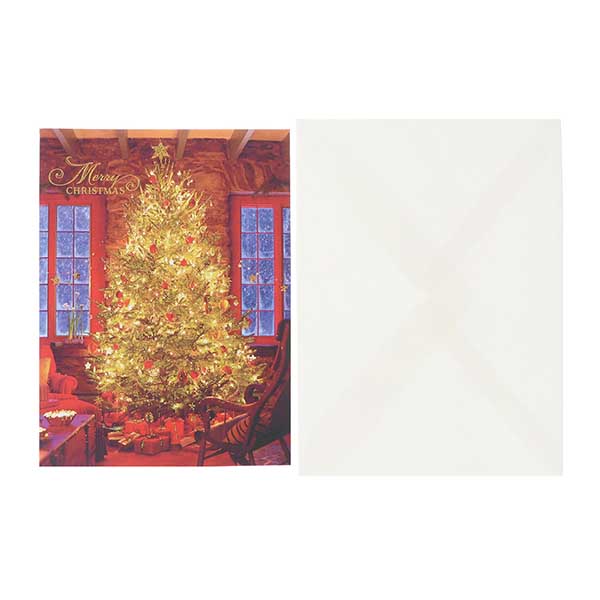 メッセージカード　クリスマス(窓辺のツリー)