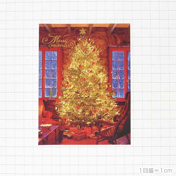 メッセージカード　クリスマス(窓辺のツリー)