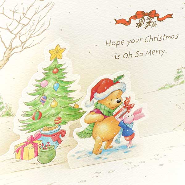 メッセージカード　クリスマス(プーさんハグ)