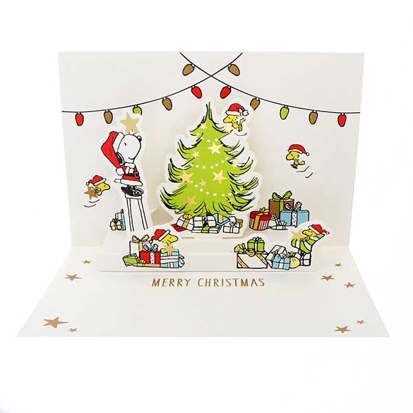 メッセージカード　クリスマス(スヌーピー ツリーを飾って)