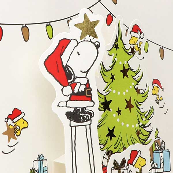 メッセージカード　クリスマス(スヌーピー ツリーを飾って)
