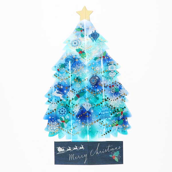 メッセージカード　クリスマス(クリスタルブルーツリー)