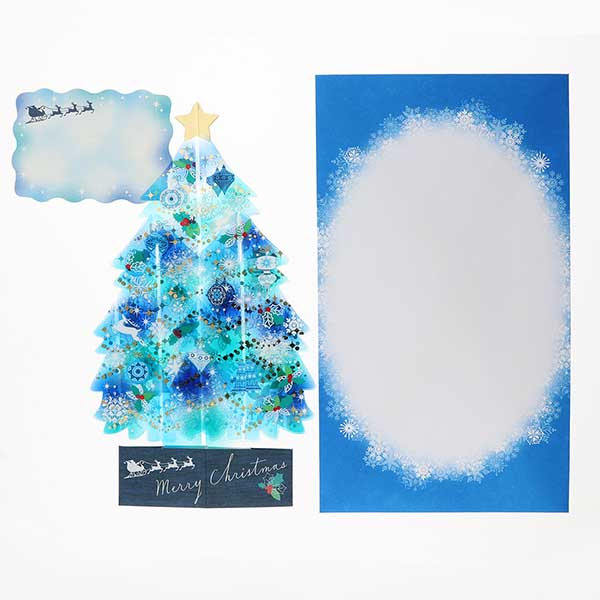メッセージカード　クリスマス(クリスタルブルーツリー)