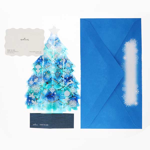 メッセージカード　クリスマス(クリスタルブルーツリー)