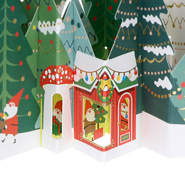 メッセージカード　クリスマス(サンタと森)