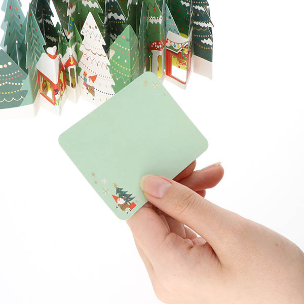 メッセージカード　クリスマス(サンタと森)