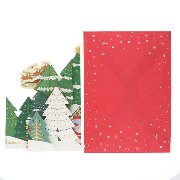 メッセージカード　クリスマス(サンタと森)