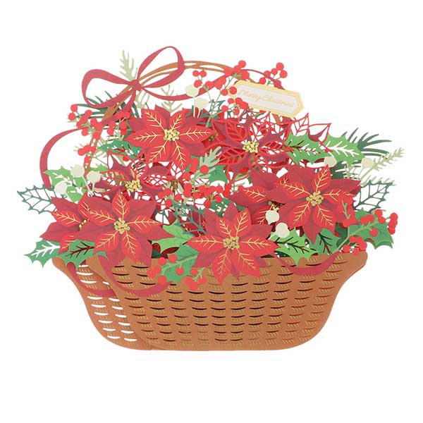 メッセージカード　クリスマス(クリスマス花かご)
