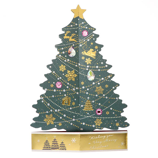 メッセージカード　クリスマス(グリーンジュエルツリー)