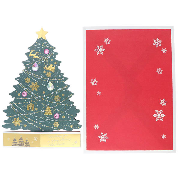 メッセージカード　クリスマス(グリーンジュエルツリー)