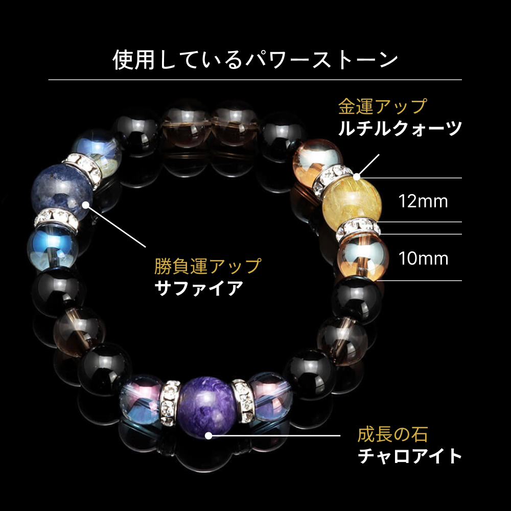 オーラブレス チャロアイト・サファイア・ルチルクォーツ12mm